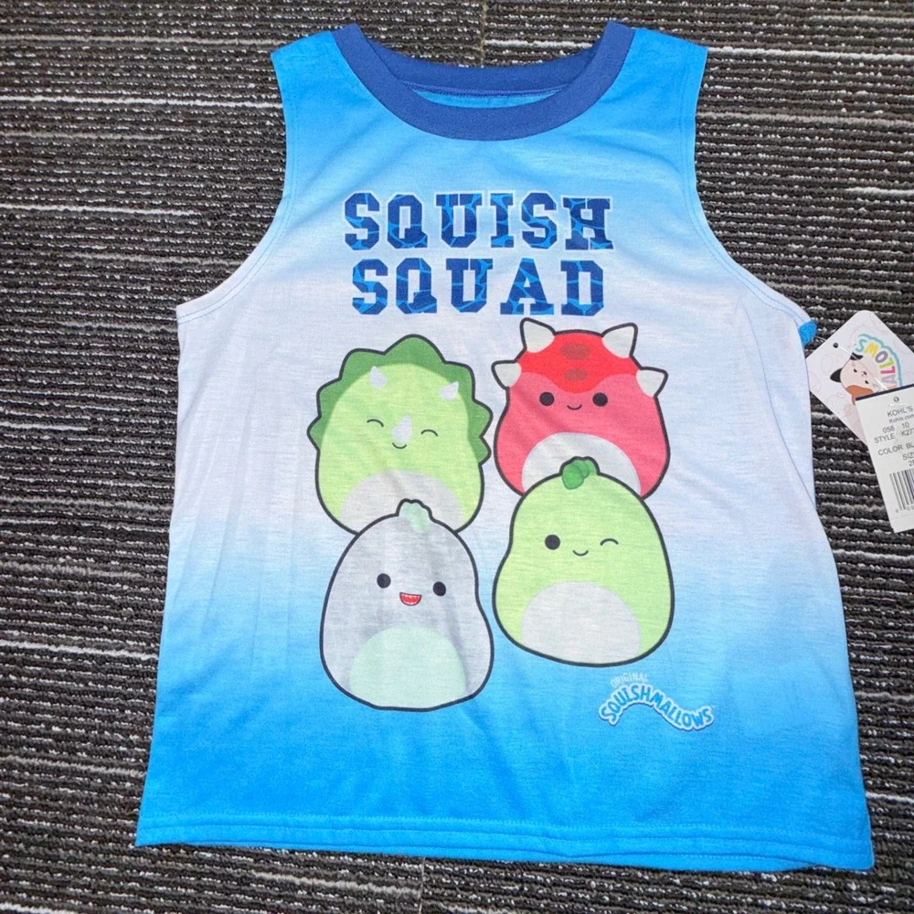 Squishmallows Pajama Set Kids Size 8 New Squish Squad Blue Ombre Tank Shorts